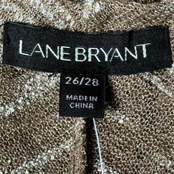Lane Bryant NWT Women Plus Size 26/28 Bat Wing Open Front Brown Cream Cardigan - Picture 6 of 10
